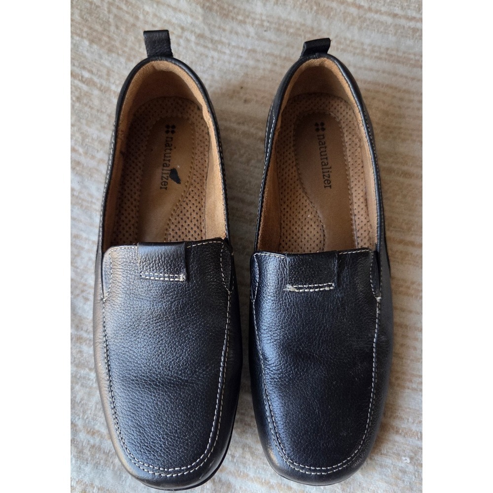 NATURALIZER Womens  Black Leather SlipOn Casual Shoes Sz 7M~Excellent Pre-owned